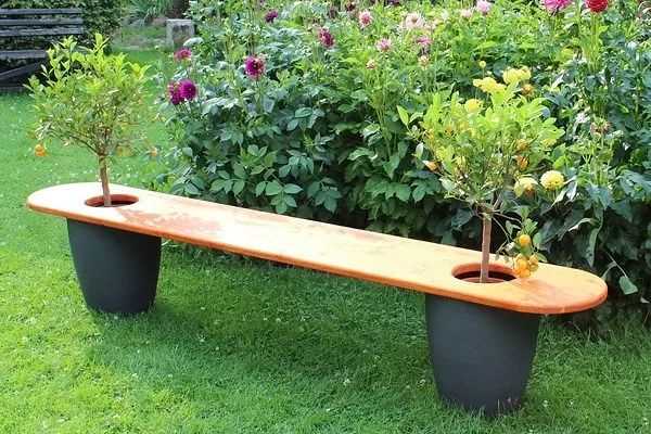 Garden bench with planters