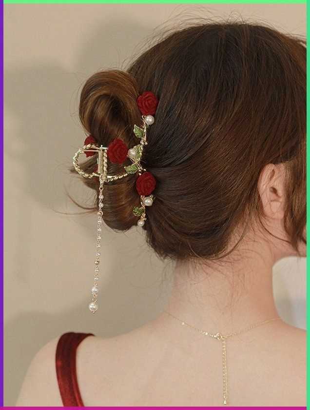 French twist with hair accessories