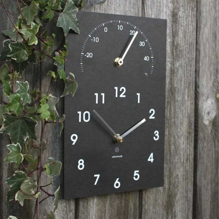 Outdoor clock and thermometer 