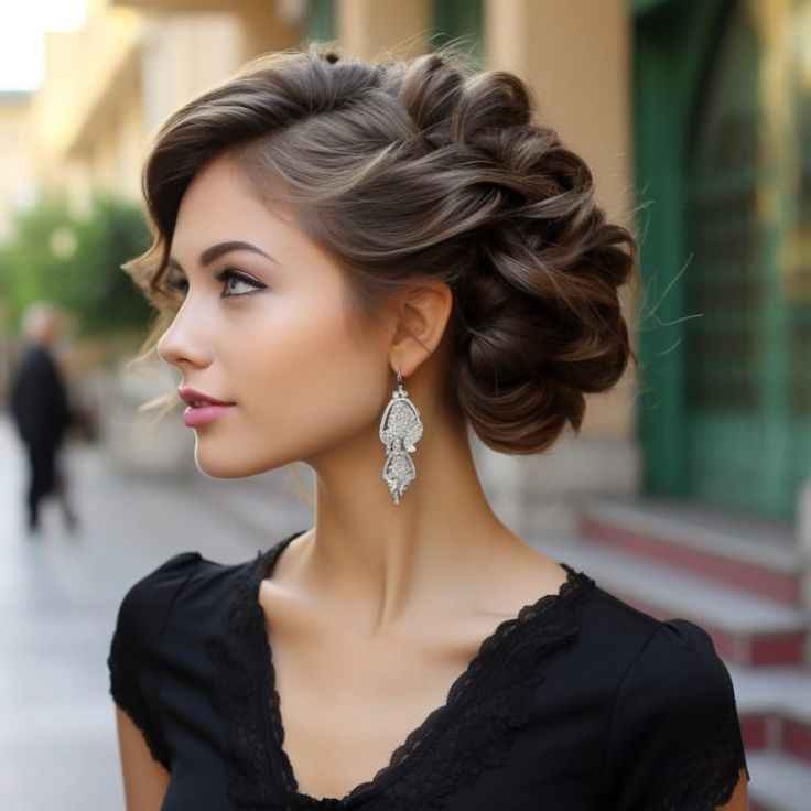 Side-Swept Short Updo 