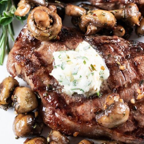 grilled-steak-with-garlic-butter-mushroom