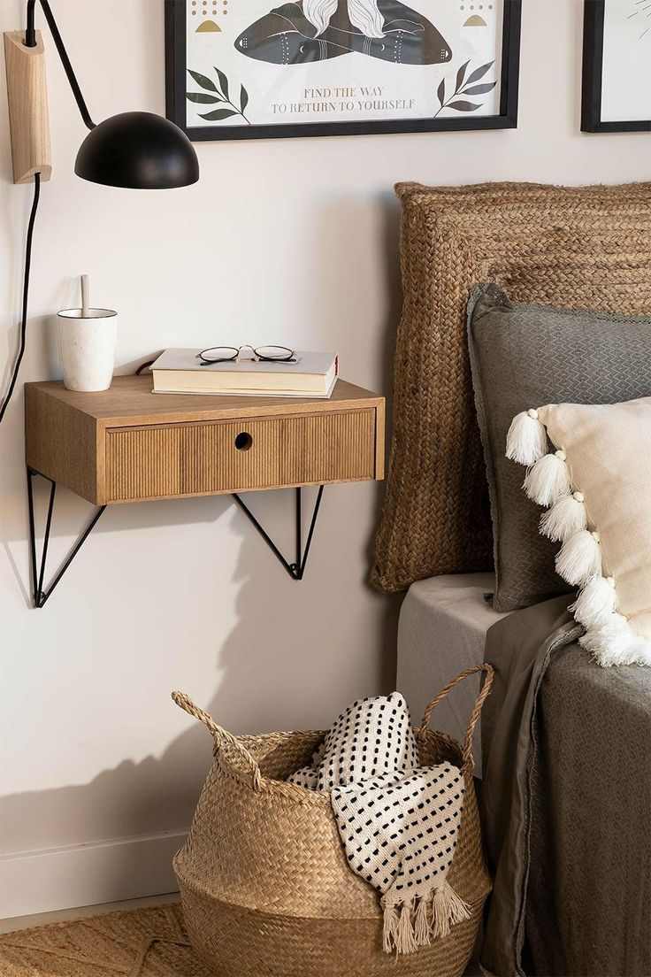 wall-mounted-nightstand-with-a-single-drawer-bedside=table-ideas-for-small-spaces