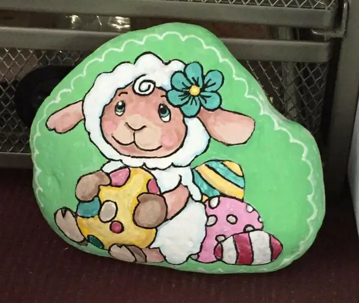 easter-lamb-rock-easter-rock-painting