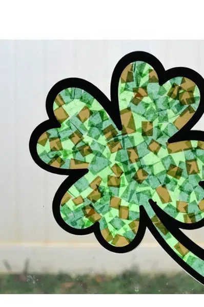 shamrock-sun-catchers-st-patrick's day-craft-for-kids