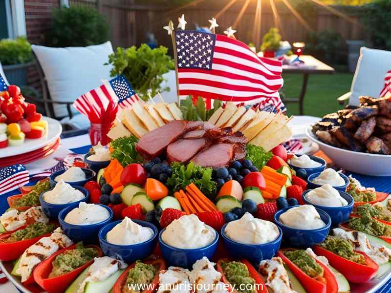 Different-appetizers-in-a-big-food-tray-as-21-Irresistible-4th-of-July-Appetizers-That-Will-Wow-Your-Guests