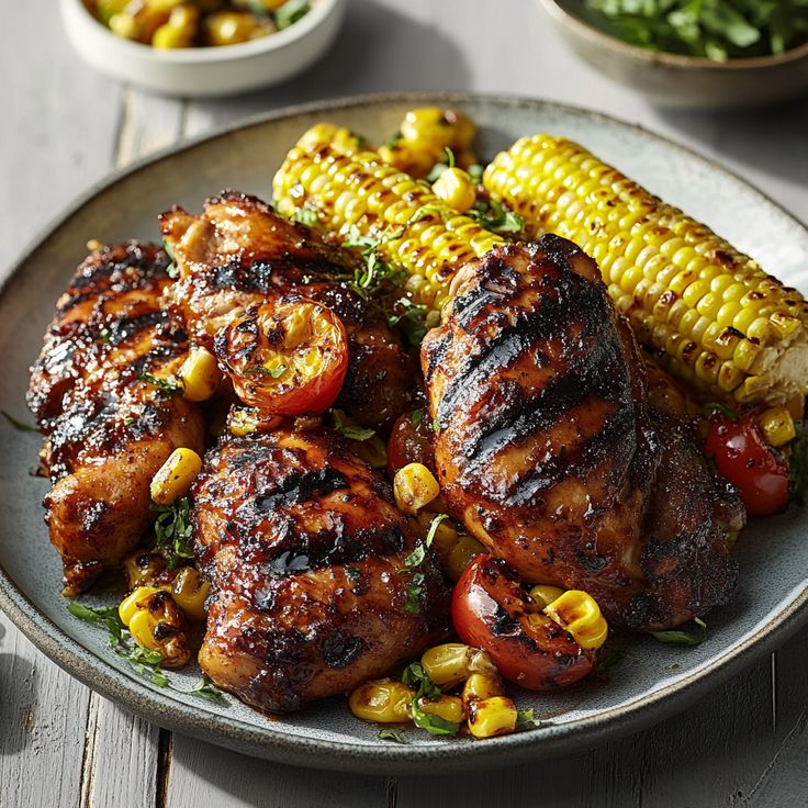 BBQ-Grilled-Chicken-with-Corn-on-the-Cob.-as-35-Irresistible-Fathers-Day-Dinner-Recipes-Hell-Love.