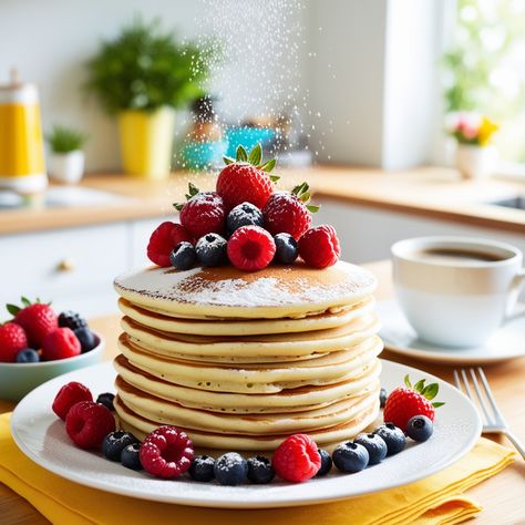 Classic-Pancake-Stack-with-Fresh-Berries-and-Syrup-as-23-Mothers-Day-Breakfast-in-Bed-Ideas-That-Will-Make-Her-Feel-Like-a-Queen.