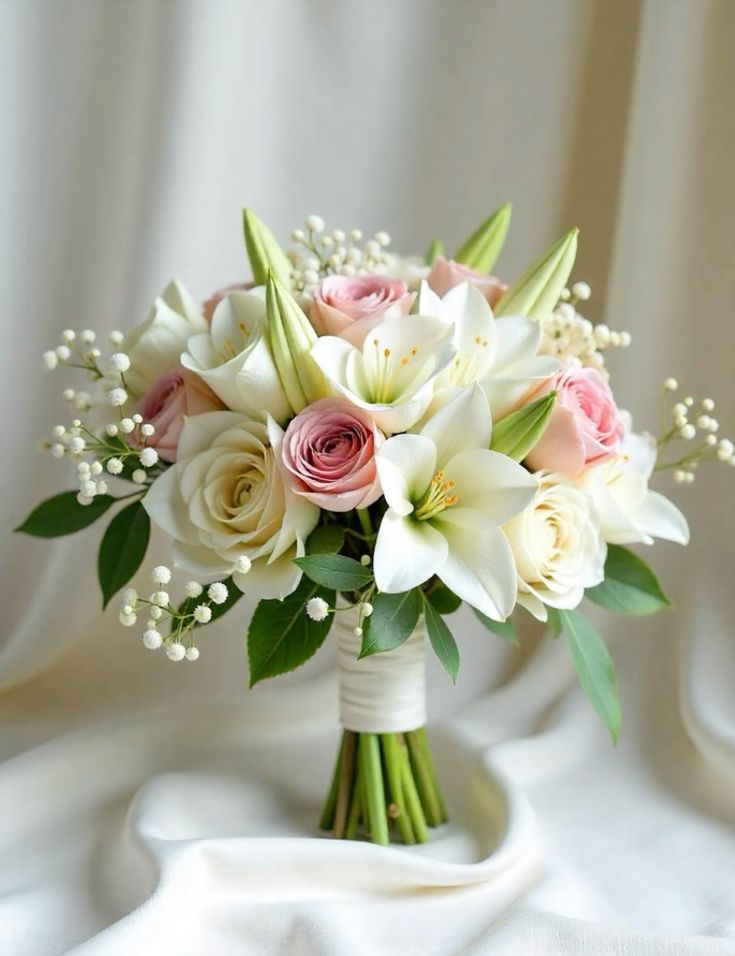 Crisp-White-and-Pink-Lily-Bouquet