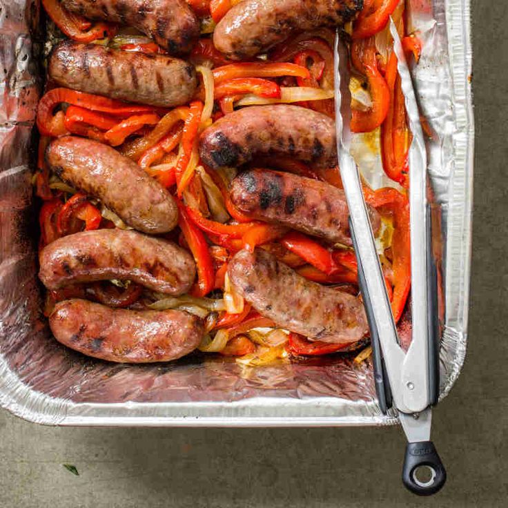 Grilled-Sausages-with-Peppers-and-Onions-as-33-Fathers-Day-BBQ-Ideas-for-the-Ultimate-Backyard-Cookout.