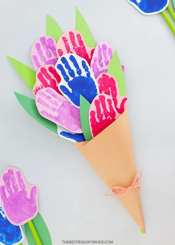 Handprint-Flower-Bouquet-as-35-Cute-and-Easy-Mothers-Day-Crafts-for-Kids-to-Make