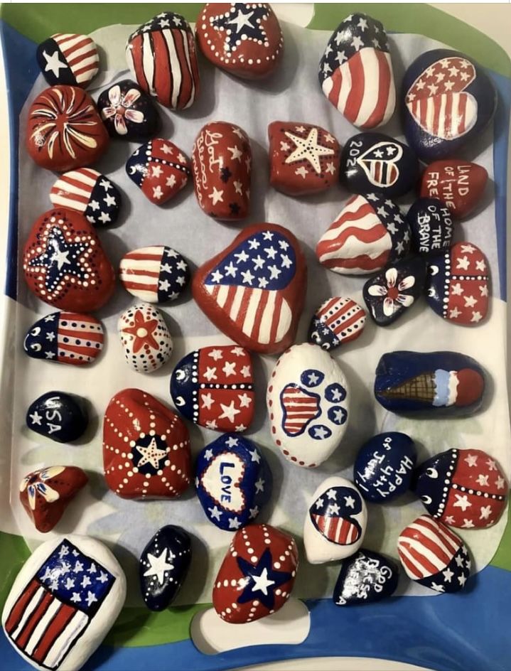 Patriotic-Rock-Art.-as-29-Fun-and-Easy-4th-of-July-Crafts-for-Kids-and-Adults