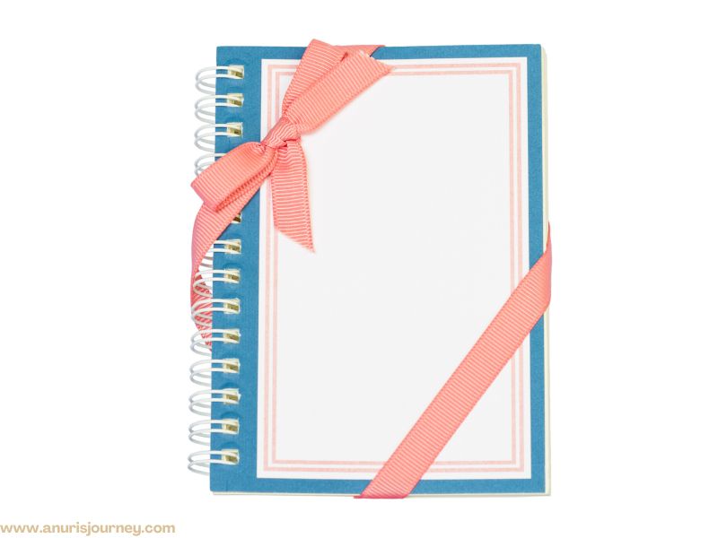 small blue and white note paper