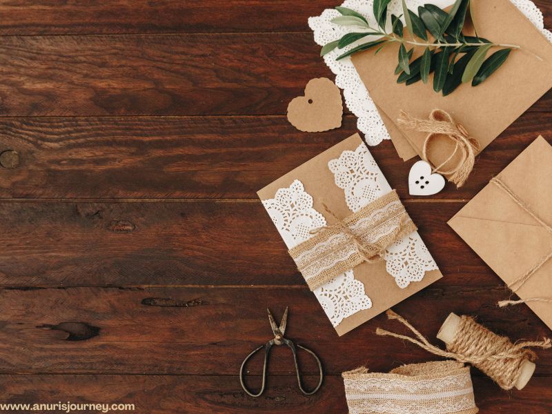 brown and white wedding invitation card