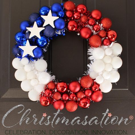 Red-White-and-Blue-Ball-Wreath.-as-35-Stunning-4th-of-July-Wreaths-to-Welcome-Guests-in-Style