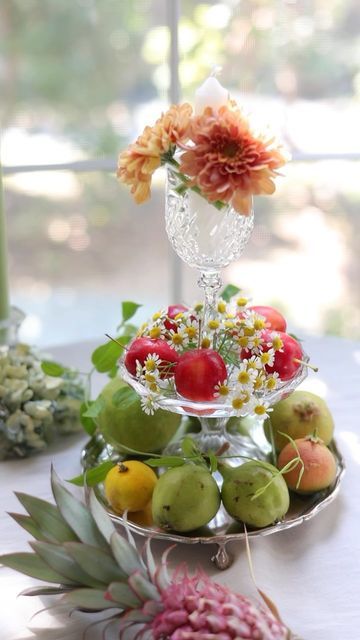 Fruits-and-Flowers-on-a-Pedestal-Stand