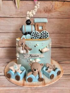 this is a Baby Shower Train Cake 