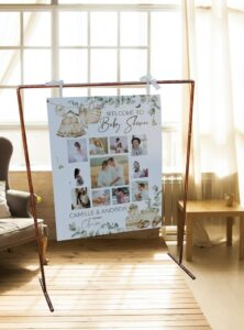 this is a Mosaic Photo Board for a baby shower