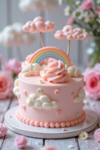 this is a Rainbow Cake for a baby shower