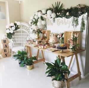 this is a Nature-Inspired Décor for a baby shower