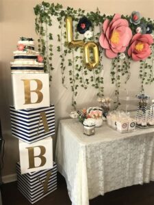 this is a DIY Paper Flowers baby shower decor