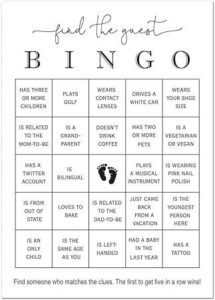 this is a Find the Guest Bingo game