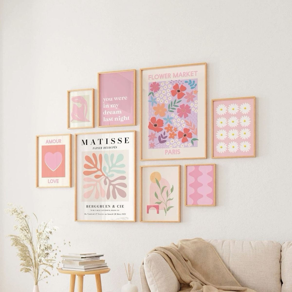 Framed pastel wall art made with Cricut