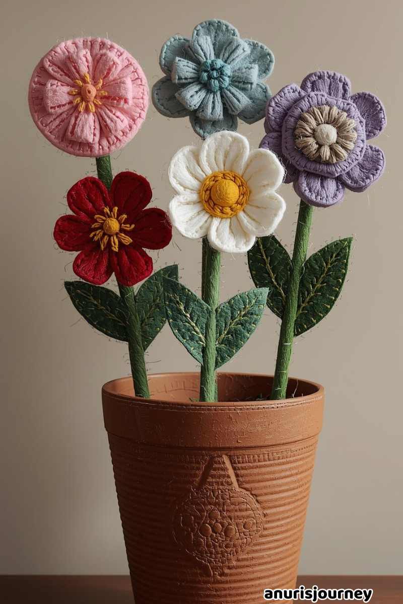 Felt Flowers in a Pot