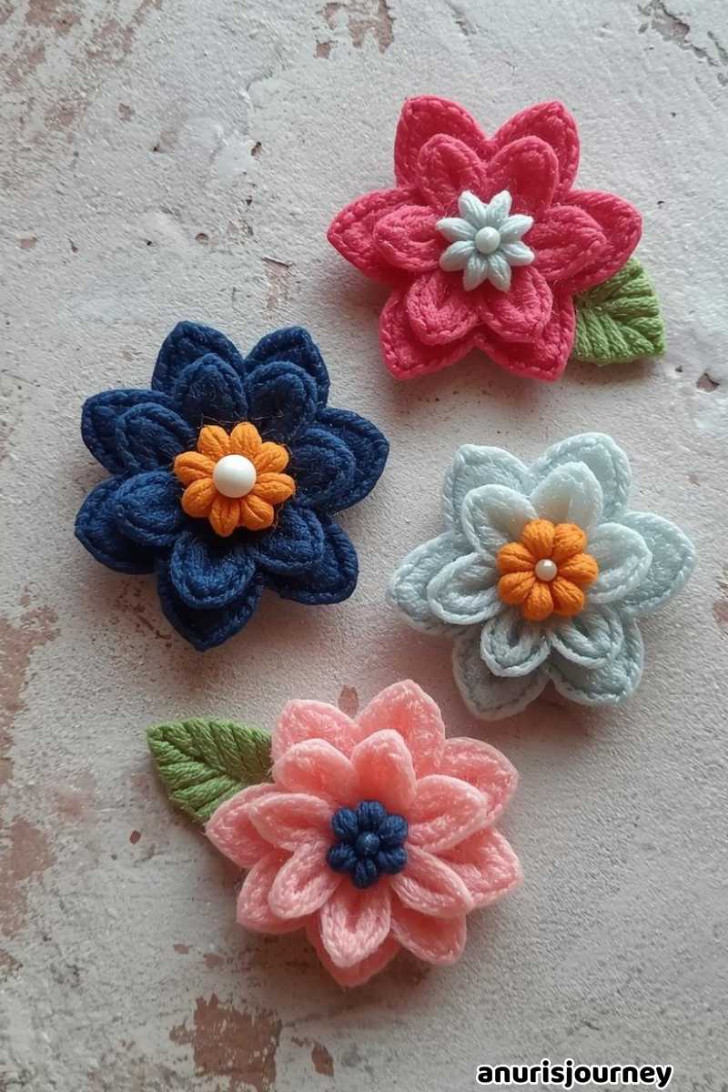 Felt Flower Brooches