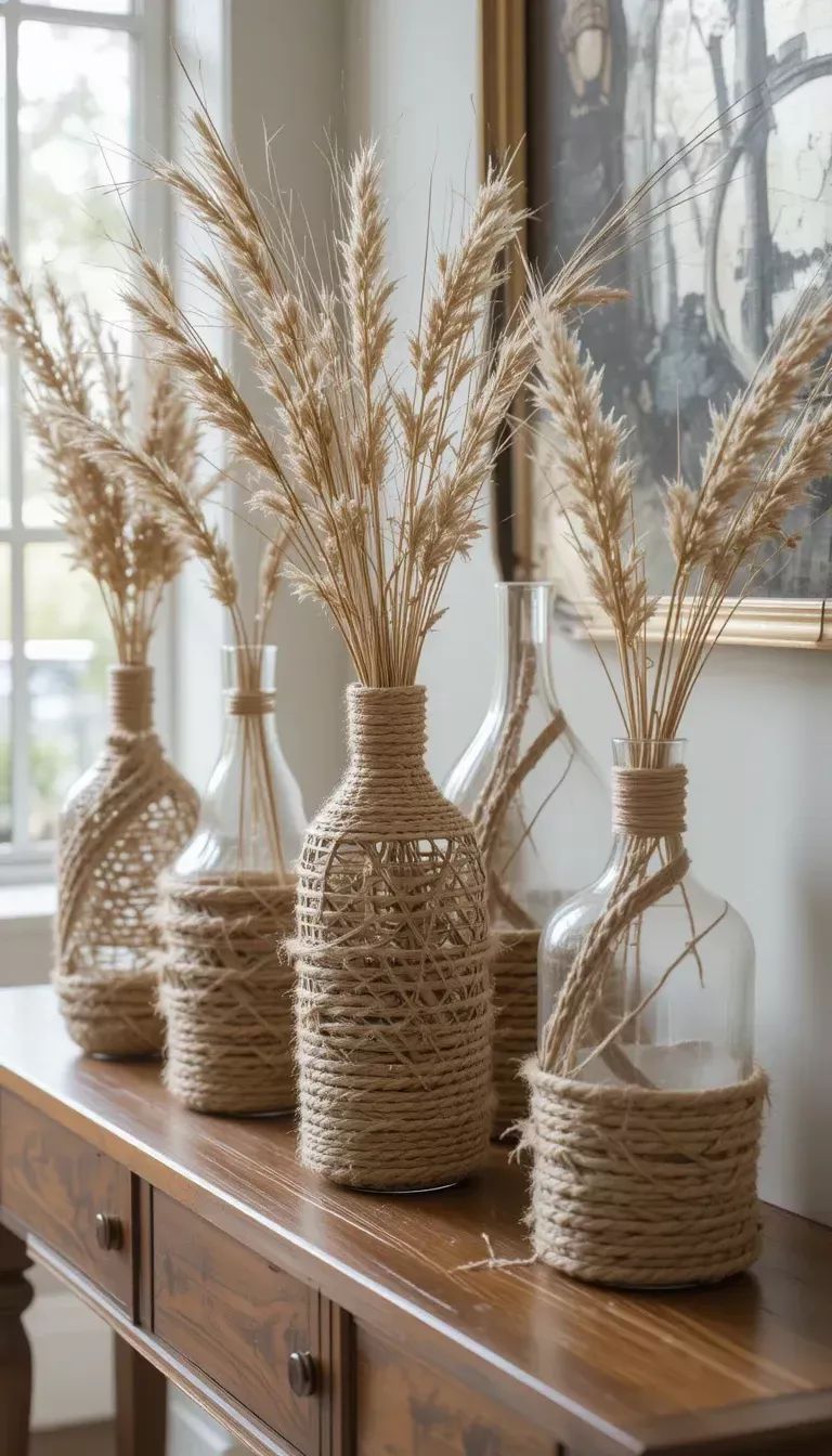 Bottle Vases with Rope Accents