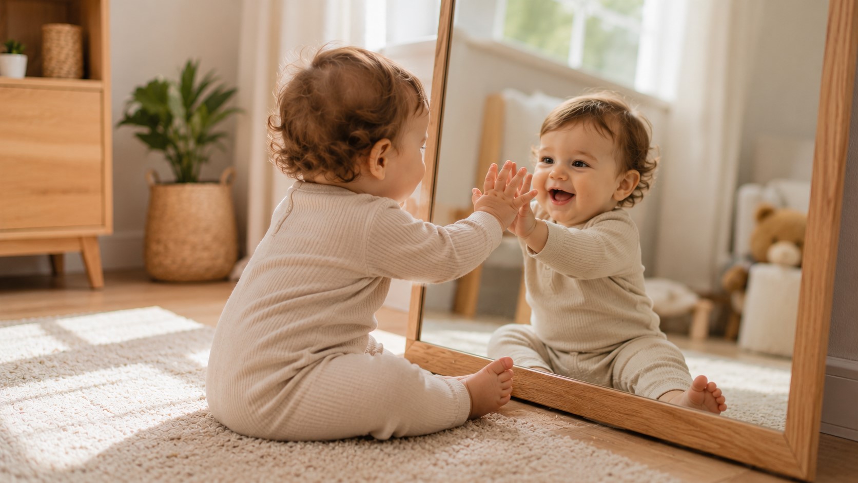 A child in front of mirror