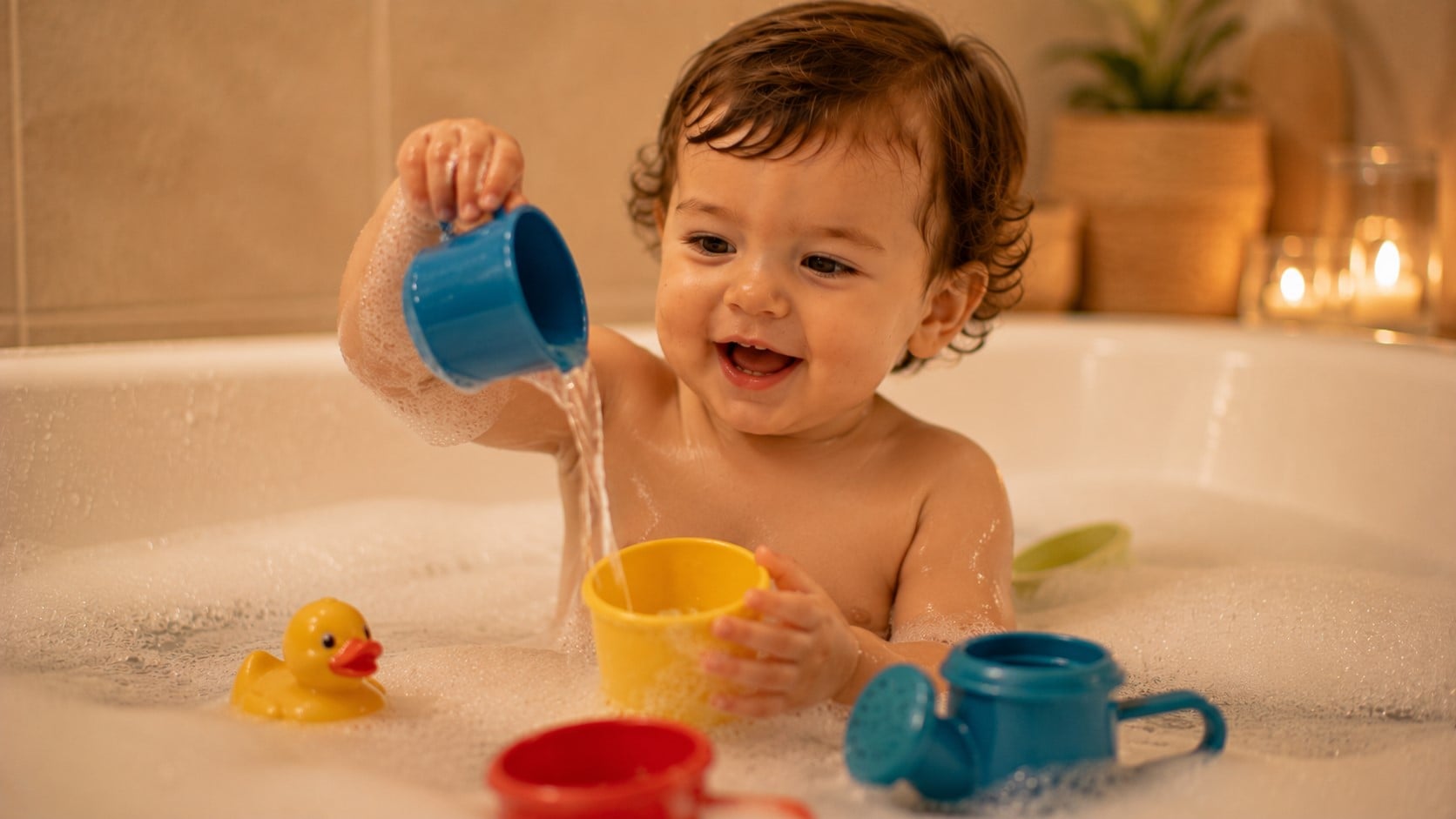 Bath time with bubbles