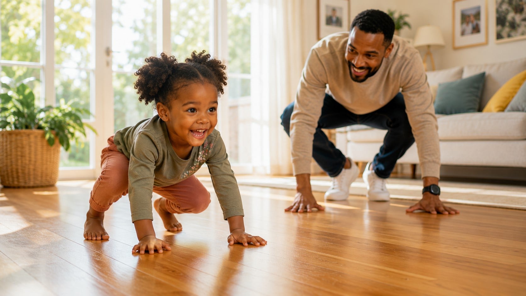 child and father playing
