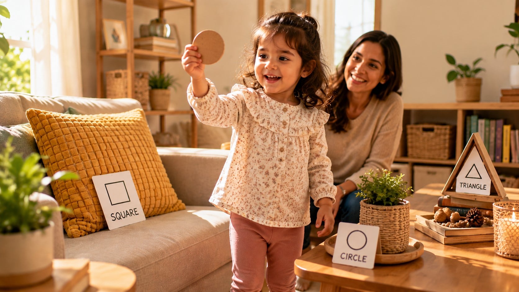 child playing shape hunt games