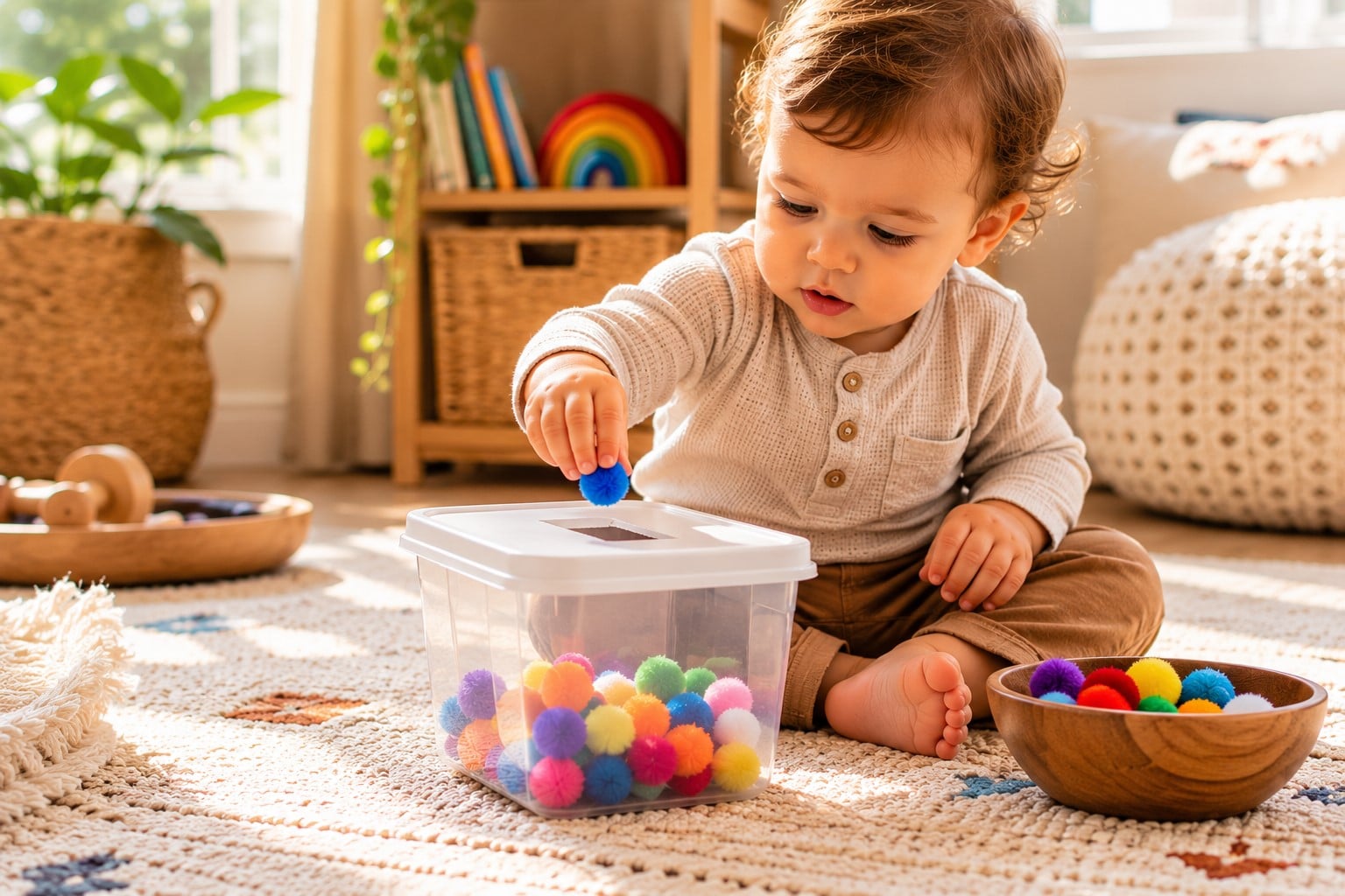 child playing sorting game