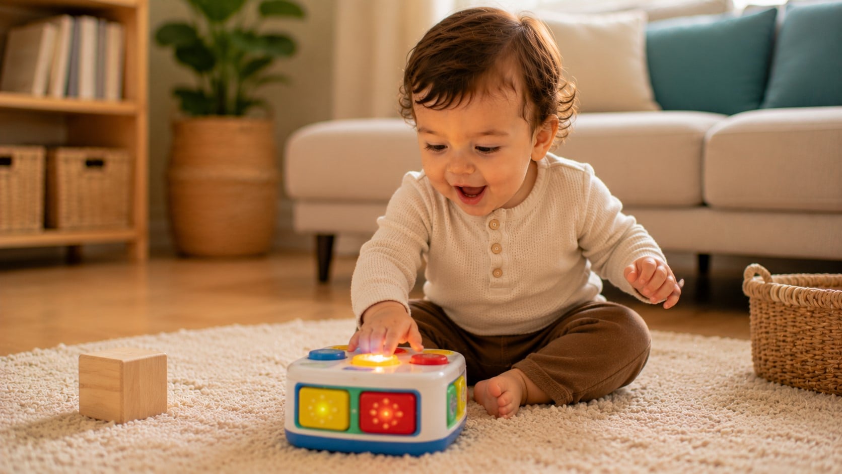 child playing with games