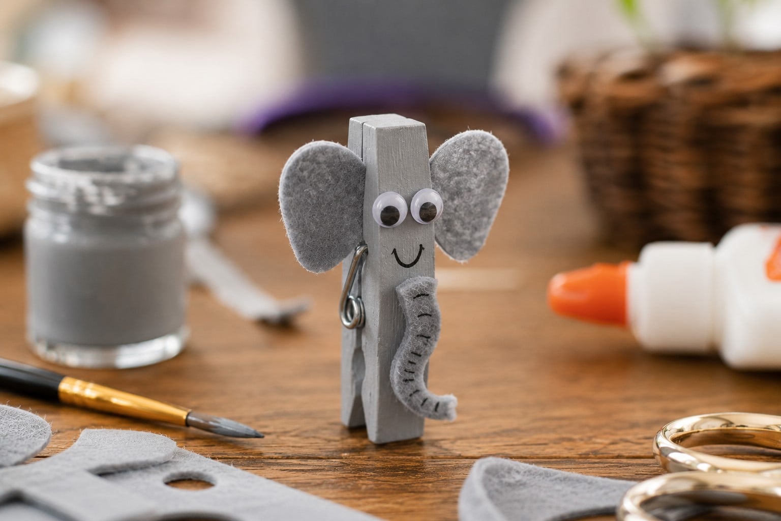 clothespin elephant craft