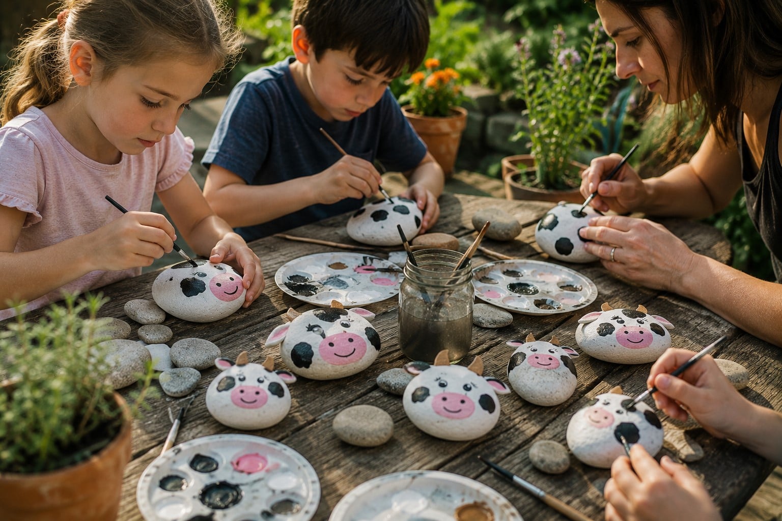 family rock painting