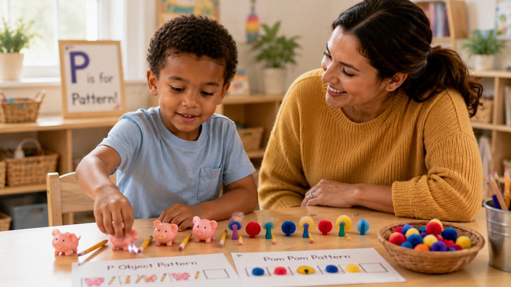 A child and son learning