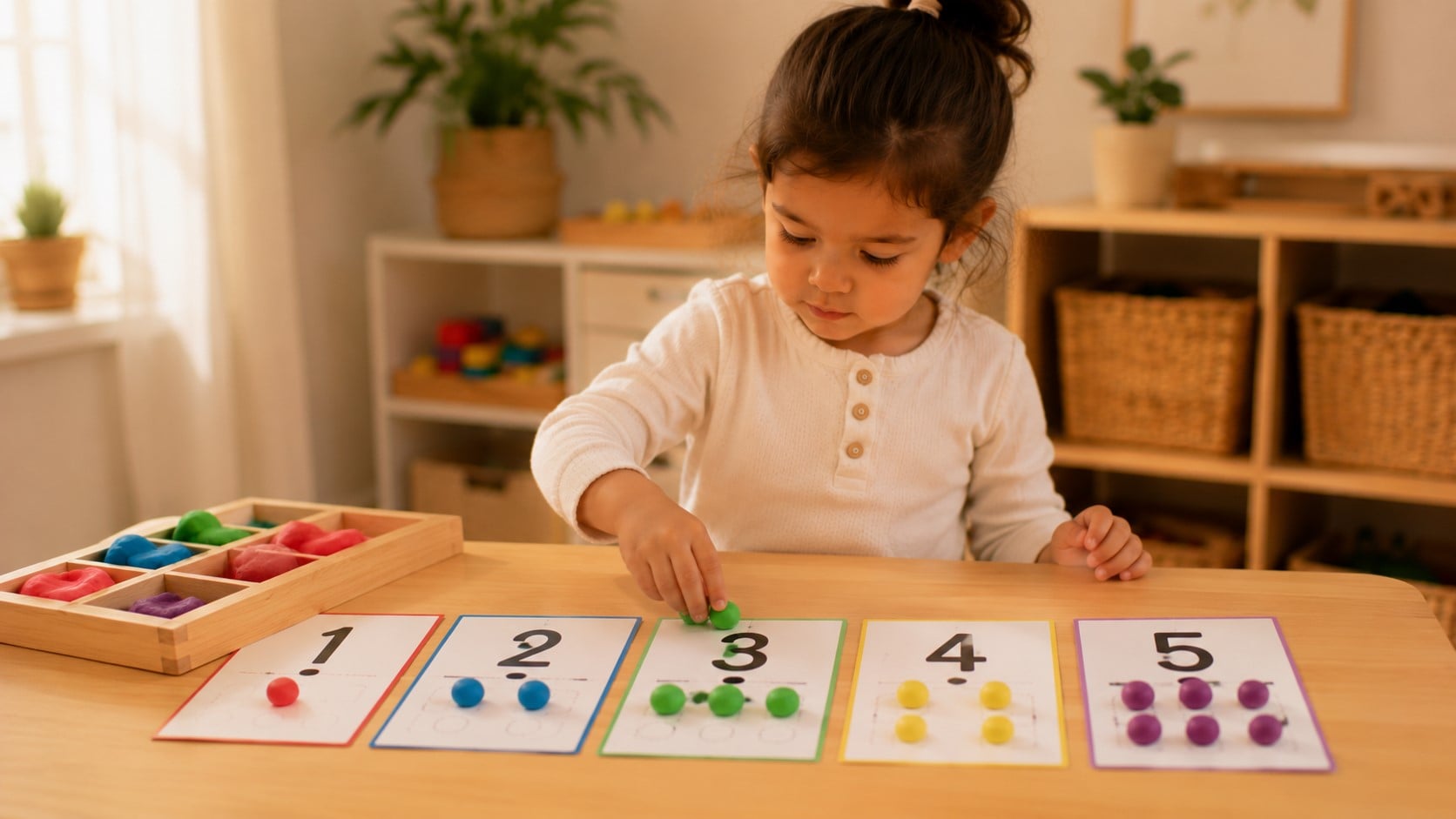 A girl playing with playdough.