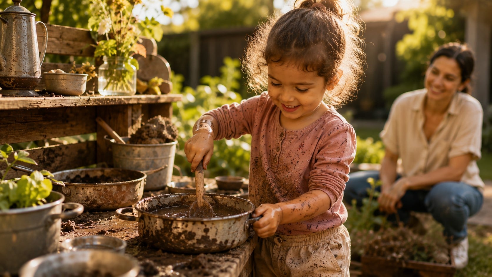 outdoor mud kitchen.