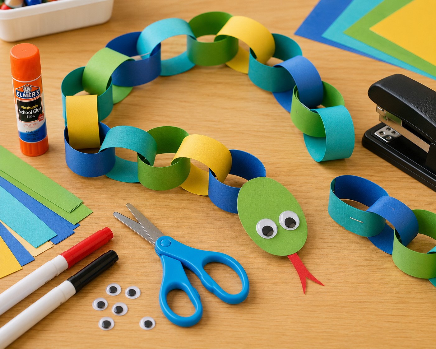paper chain sea snake craft