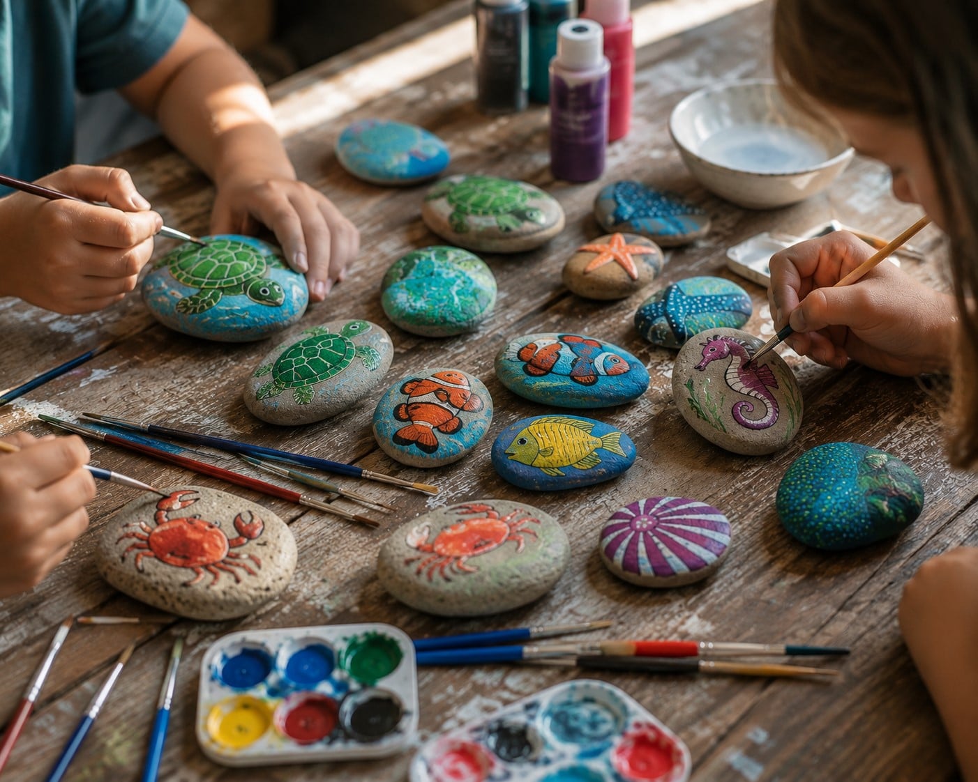 children painting rocks