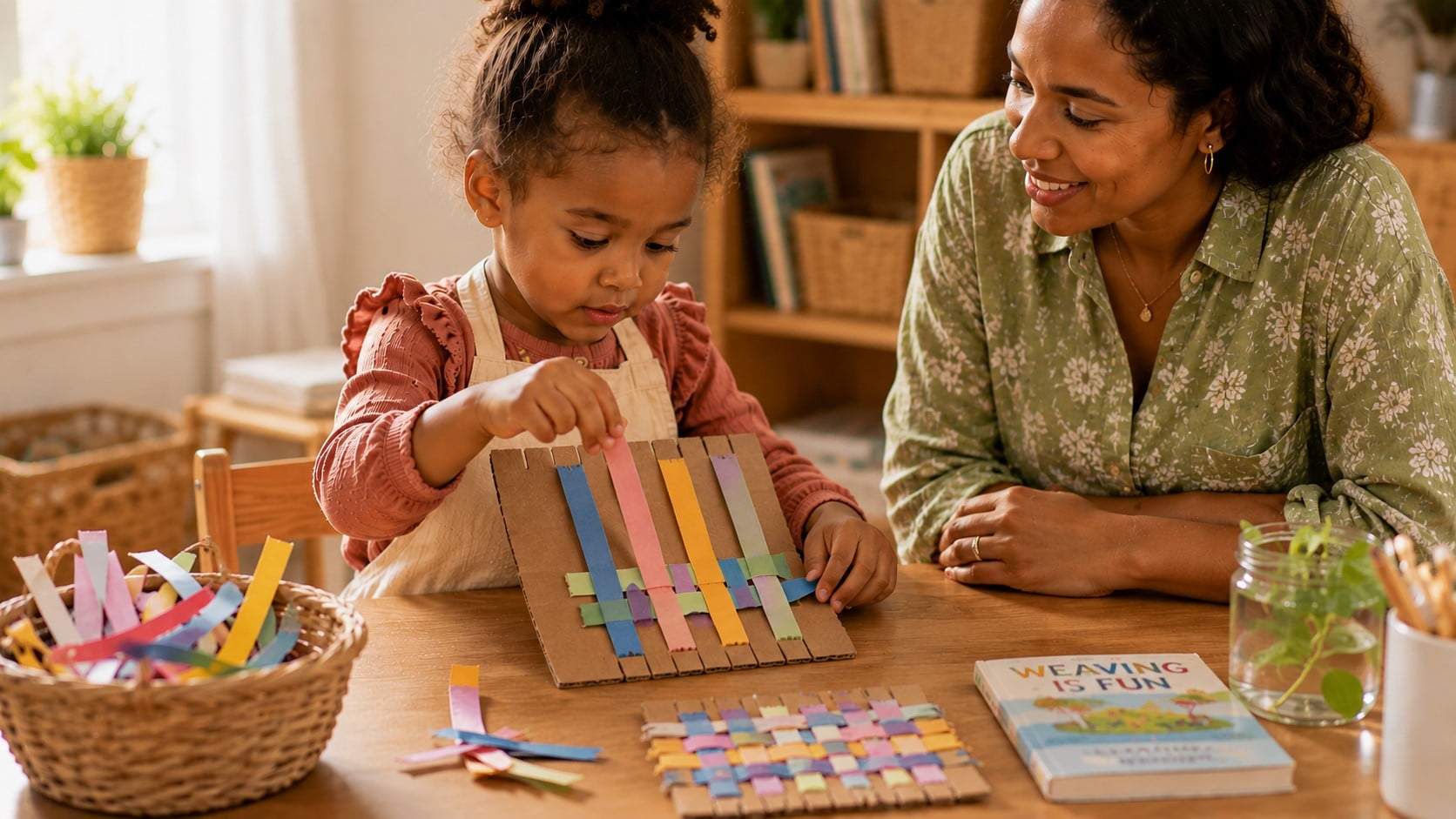 weaving cardboard with mum