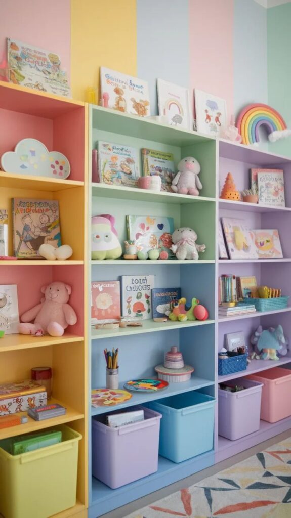  Pastel Toy Storage Wall System
