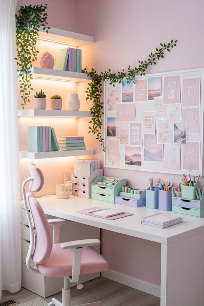 Pastel Desk Accessories Setup