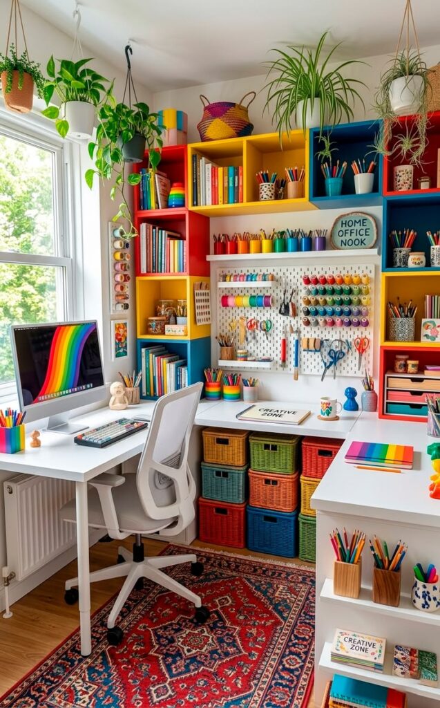 a Colorful Desk Area
