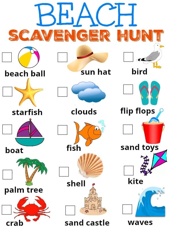  Beach Scavenger Hunt