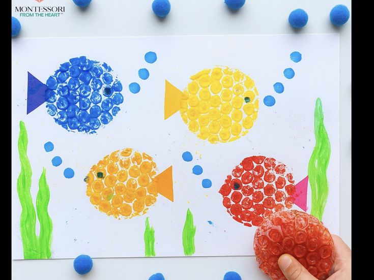 Bubble Wrap Fish Painting