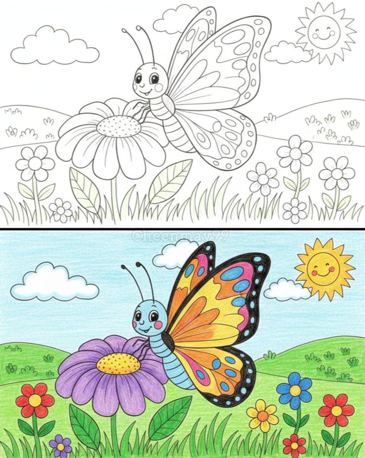 Butterfly Garden Scene