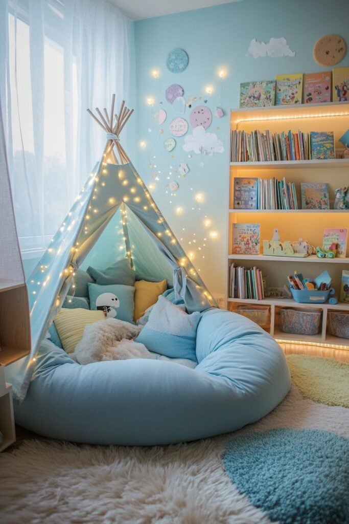 Soft Blue Study Corner